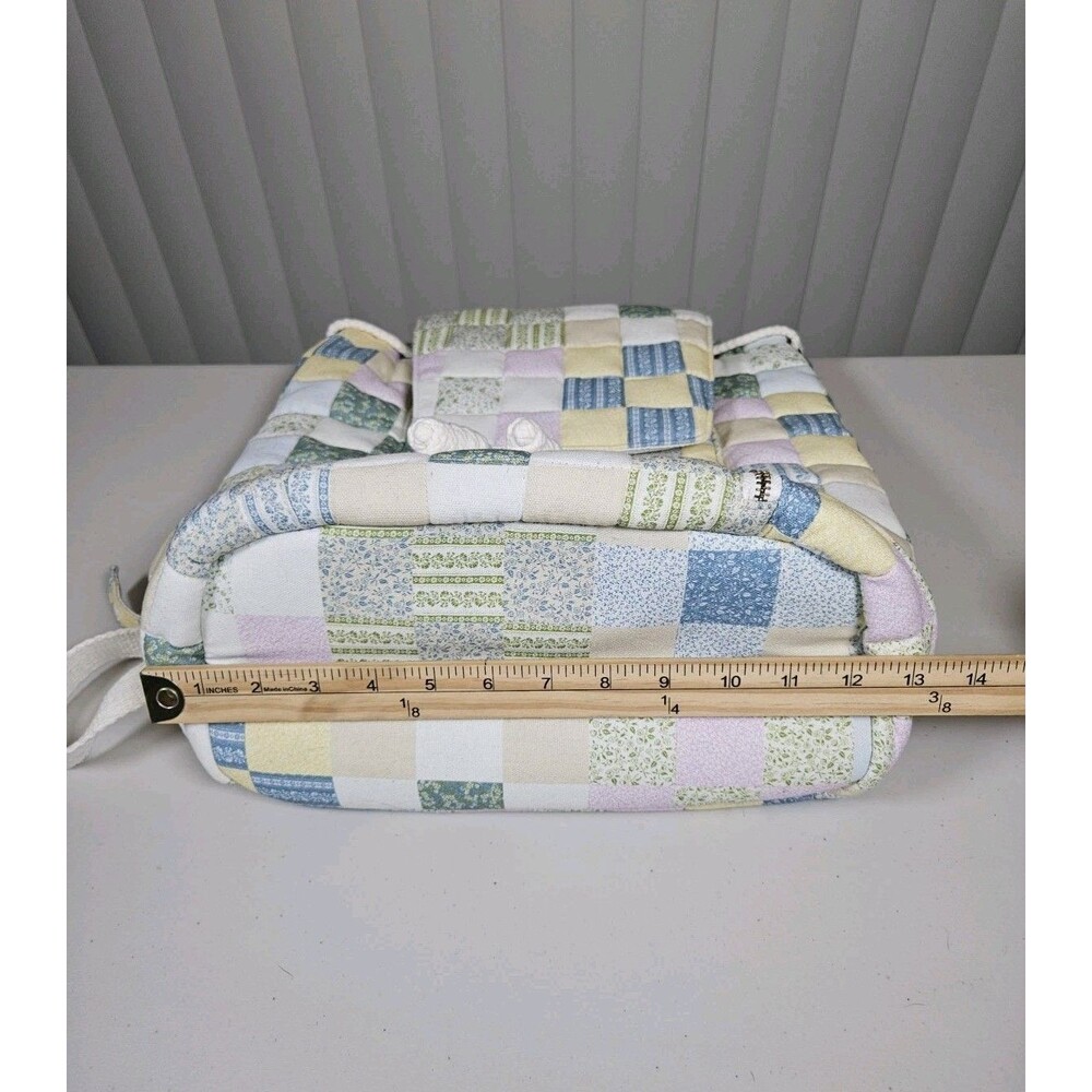 Universal Thread Patchwork Quilted Drawstring Backpack Multicolor Lined Pockets - Picture 9 of 11